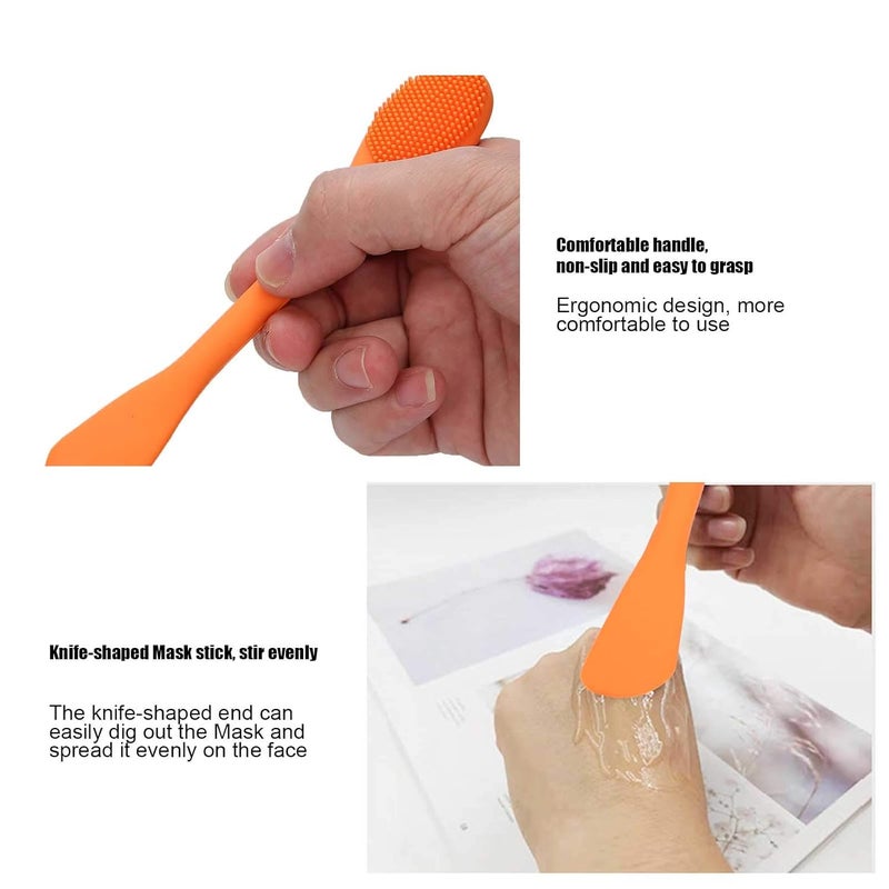 Dual Headed Silicone Applicator Sticks 5pcs Orange for Facial Cleansing and Cream - Image 4